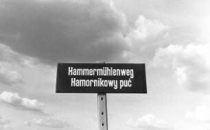Königswartha. Straßenschild bei ehem. Hammermühle