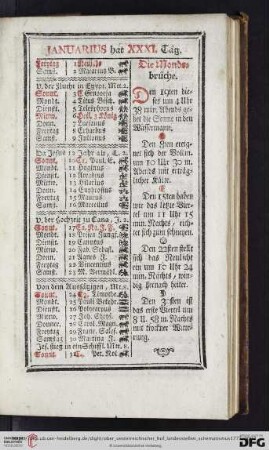 [Januarius hat XXXI. Täg. - December hat XXXI. Täg.]