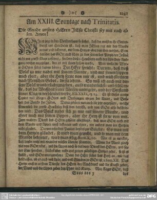 Am XXIII. Sonntage nach Trinitatis