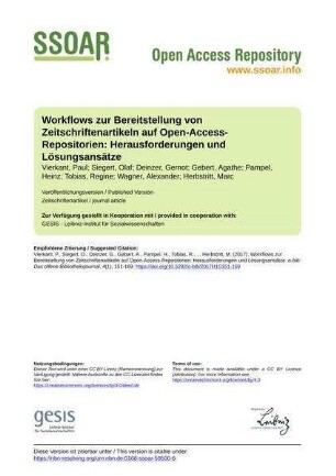 Workflows zur Bereitstellung von Zeitschriftenartikeln auf Open-Access-Repositorien: Herausforderungen und Lösungsansätze