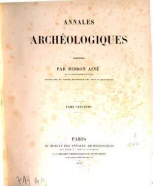 Annales archéologiques. 7. 1847