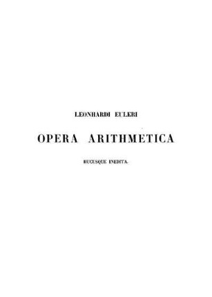 Opera arithmetica inedita.