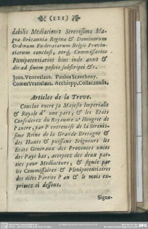 Articles de la Treve