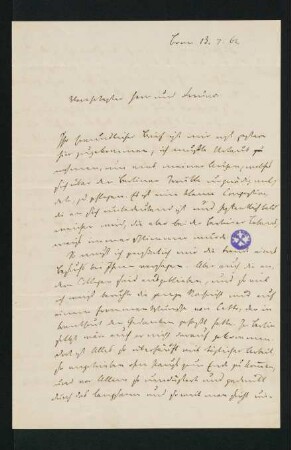 Brief vom 13. Juli 1862