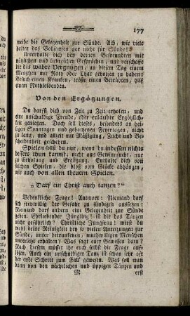Von den Ergötzungen.
