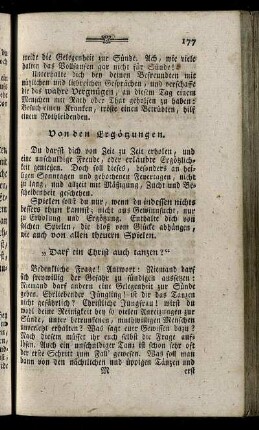 Von den Ergötzungen.
