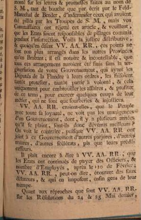 Reponse A La Depeche De Ll. Aa. Rr : Envoyée aux vrais, loyaux & intègres Représentans, les Etats de Brabant, par les Confédérés