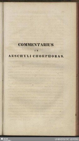 Commentarius in Aeschyli Choephoras