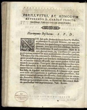 Dedikation an Carolo Trocto sacrae theologiae doctori