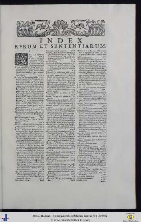 Index Rerum Et Sententiarum.