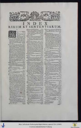 Index Rerum Et Sententiarum.