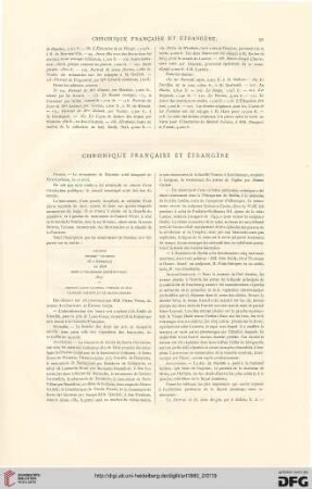 Chronique française et étrangère