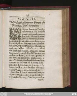 Cap. III. Valdè decipi aestimantes Papam esse Vicarium Christi immediate.