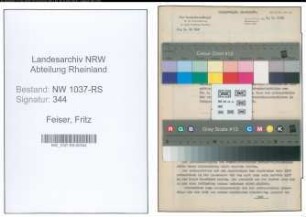 Entnazifizierung Fritz Feiser , geb. 13.08.1897 ()