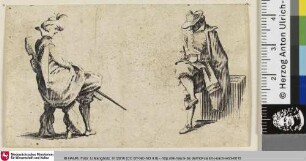 [Zwei sitzende Männer; 2e planche, sans trait carré (86 sur 55)]