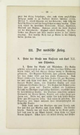 III. Der nordische Krieg