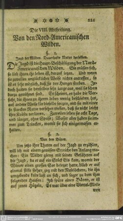 Die VIII. Abtheilung. Von den Nord-Americanischen Wilden