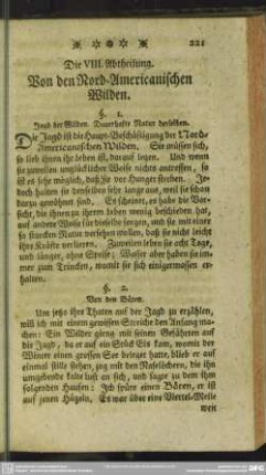 Die VIII. Abtheilung. Von den Nord-Americanischen Wilden
