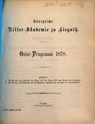 Oster-Programm, 1877/78 (1878)