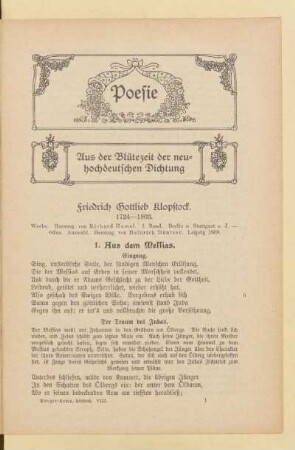 Aus der Blütezeit der neuhochdeutschen Dichtung