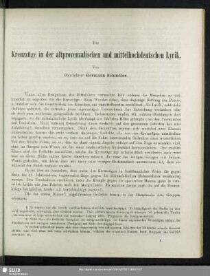 Die Kreuzzüge in der altprovenzalischen und mittelhochdeutschen Lyrik