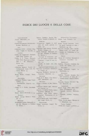 V. Indice dei luoghi e delle cose