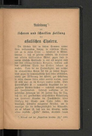 Anleitung zur sicheren und schnellen Heilung der asiatischen Cholera.