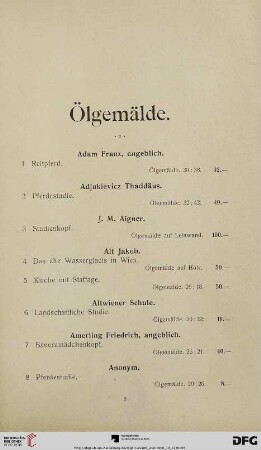 Ölgemälde (Nr. 1-119)