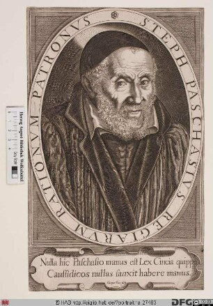Bildnis Étienne Pasquier (lat. Stephanus Paschasius)