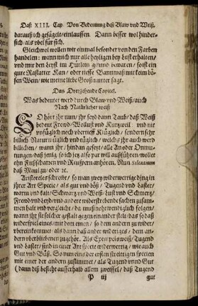 Das Dreyzehende Capitel.