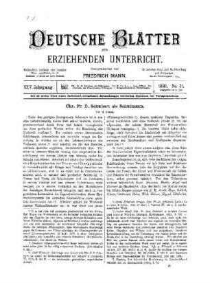 Chr. Fr. D. Schubart als Schulmann