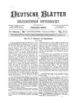 Chr. Fr. D. Schubart als Schulmann