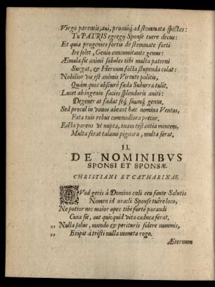 II. De Nominibus Sponsi Et Sponsae.