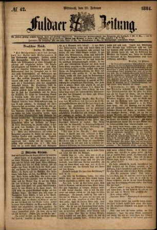 Ausgabe vom Mittwoch, den 20. Februar 1884.