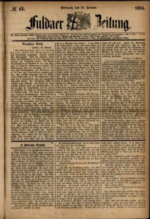 Ausgabe vom Mittwoch, den 20. Februar 1884.