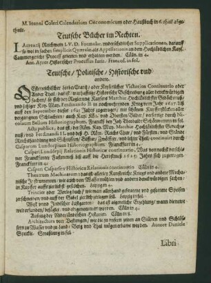 Teutsche/ Politische/ Historische und andere.
