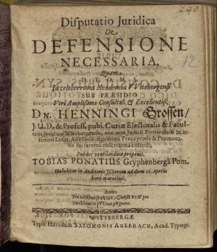 Disputatio Iuridica De Defensione Necessaria