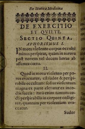 Sectio Quinta. De Exercitio et Quiete