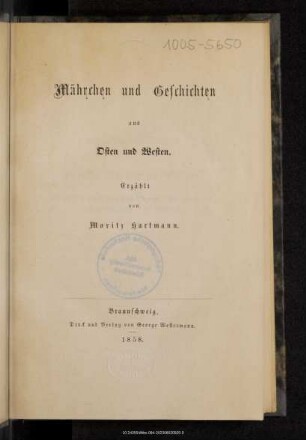 Mährchen und Geschichten aus Osten und Westen