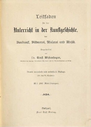 Leitfaden für den Unterricht in der Kunstgeschichte der Baukunst, Bildnerei, Malerei und Musik