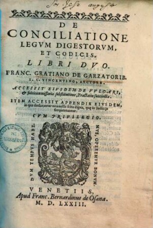 De conciliatione legum Digestorum et Codicis : libri duo