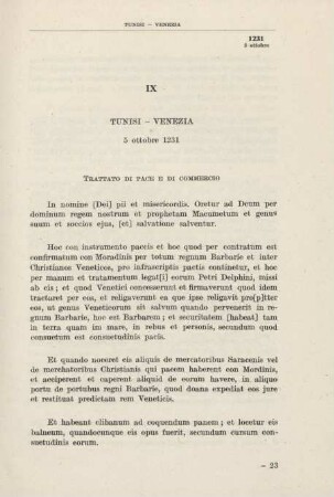 IX Tunisi - Venezia 5 ottobre 1231