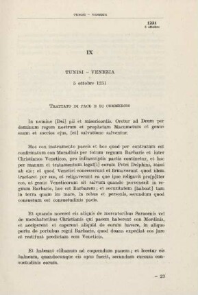 IX Tunisi - Venezia 5 ottobre 1231