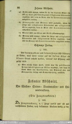 Zehnter Abschnitt. Die Wollen- Seiden- Baumwollen- und Leinendruckerey