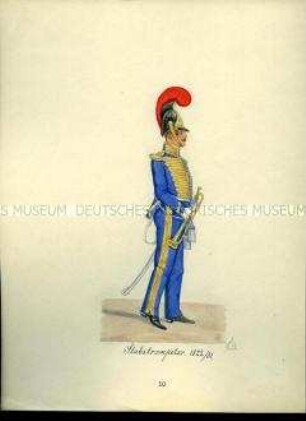 Uniformdarstellung, Stabstrompeter, Sachsen, 1822/1831.