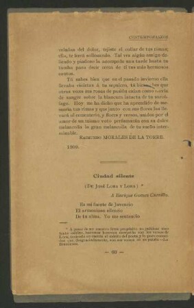 Ciudad silente : A Enrique Gómez Carrillo.