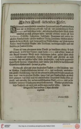 An den Kunst-liebenden Leser