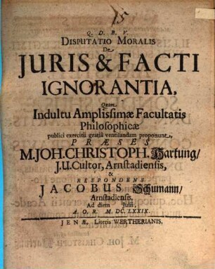 Disp. mor. de iuris et facti ignorantia