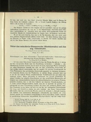 Uber das ostindische Bienenwachs (Gheddawachs) und das sog. Chinawachs.