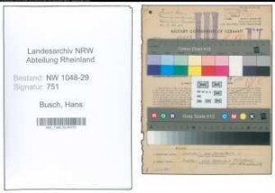Entnazifizierung Hans Busch , geb. 03.03.1890 (Beamter)